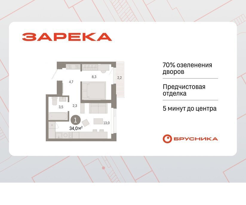 квартира г Тюмень ЖК «Зарека» фото 1