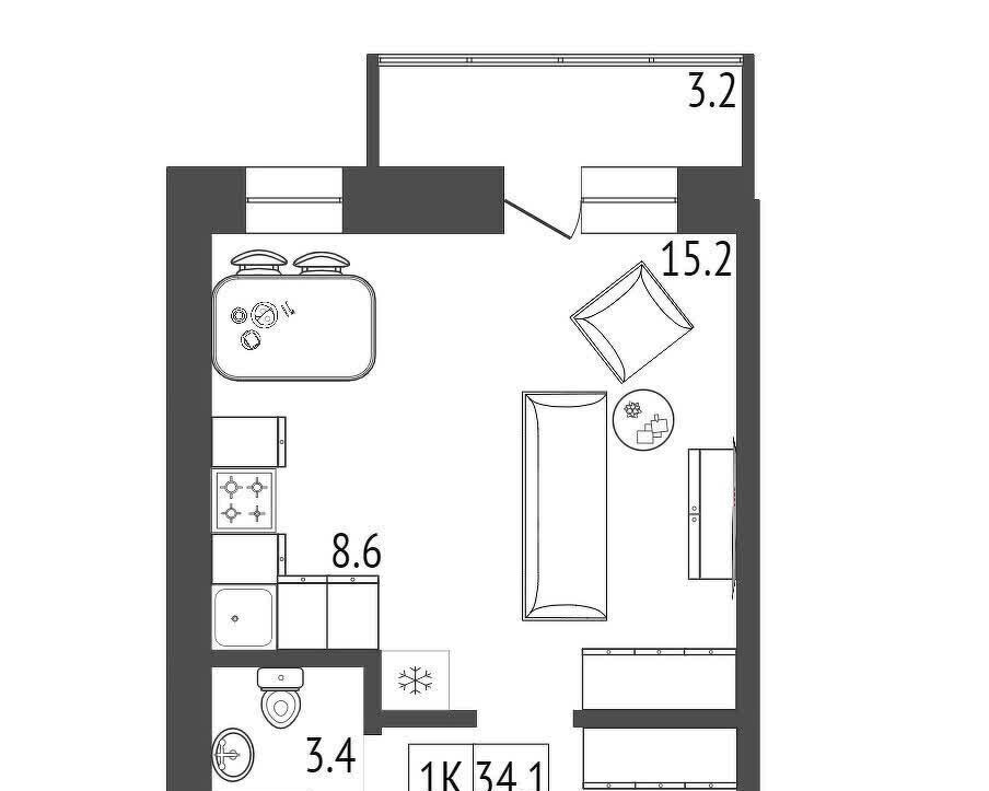 квартира г Красноярск ул Соколовская 52 м-н, Солнечный фото 1