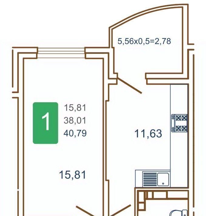 квартира г Краснодар р-н Прикубанский ул им. Кирилла Россинского 3/1к 1 фото 10