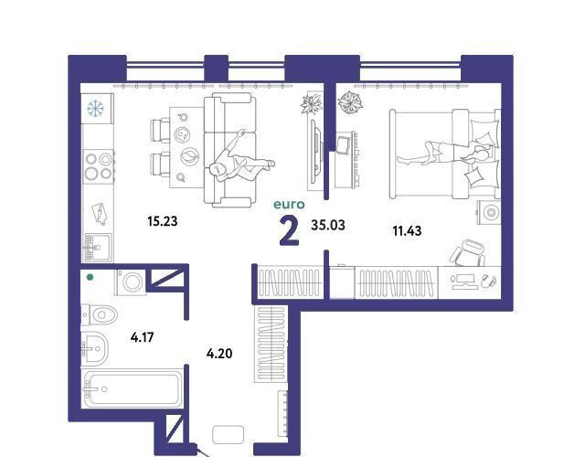 квартира г Тюмень р-н Калининский ул Интернациональная 199 корп. 10 фото 2