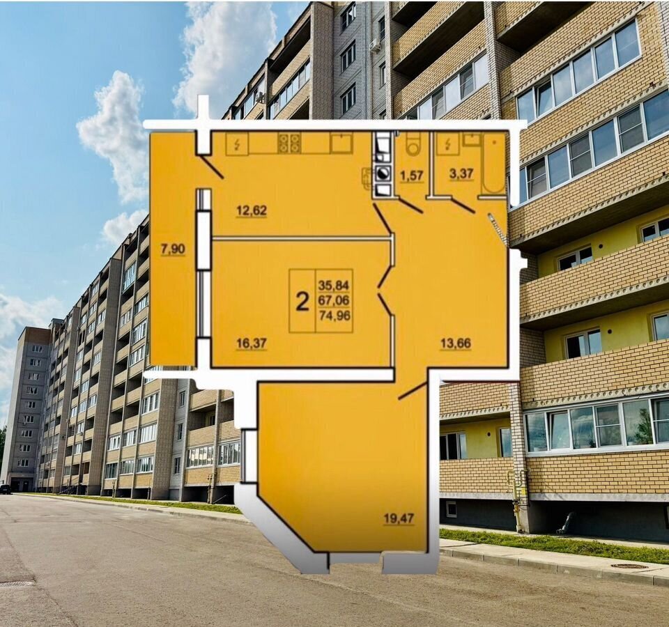 квартира г Смоленск р-н Ленинский пер Киевский 17к/5 ЖК «Парковый» фото 1