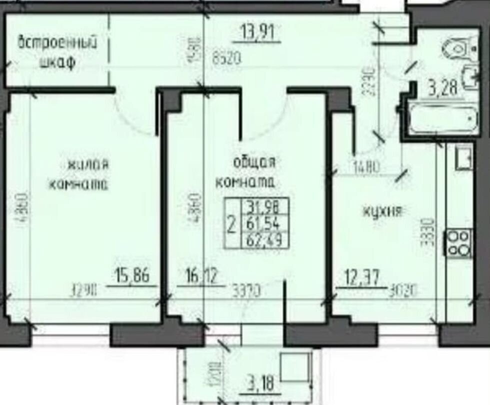 квартира г Красноярск р-н Центральный ш Северное 48а ЖК «Ясный» фото 2