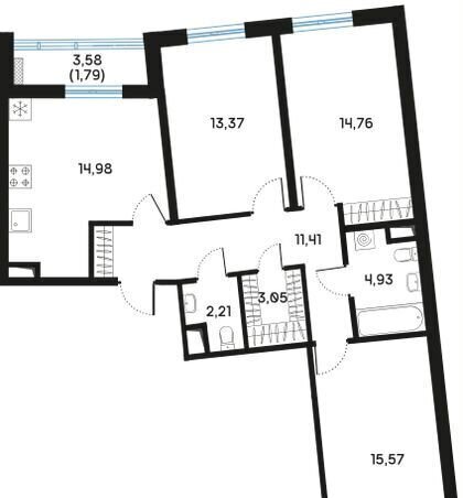 квартира г Санкт-Петербург метро Спортивная наб Реки Смоленки 8/86б Дом «Регенбоген» округ Васильевский фото 1
