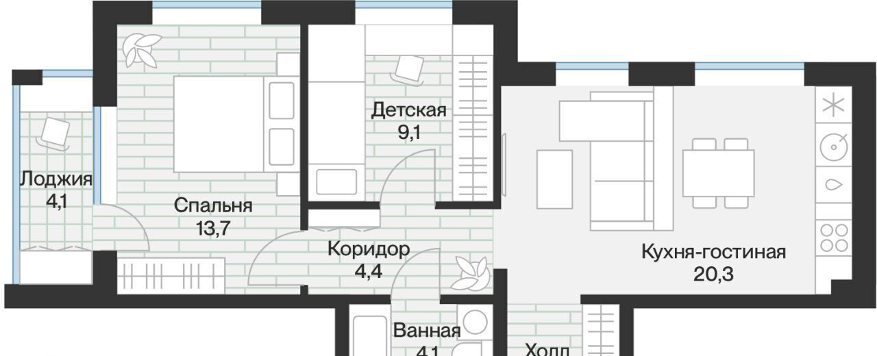 квартира г Тюмень р-н Калининский ул Игоря Комиссарова 8 Калининский административный округ фото 3