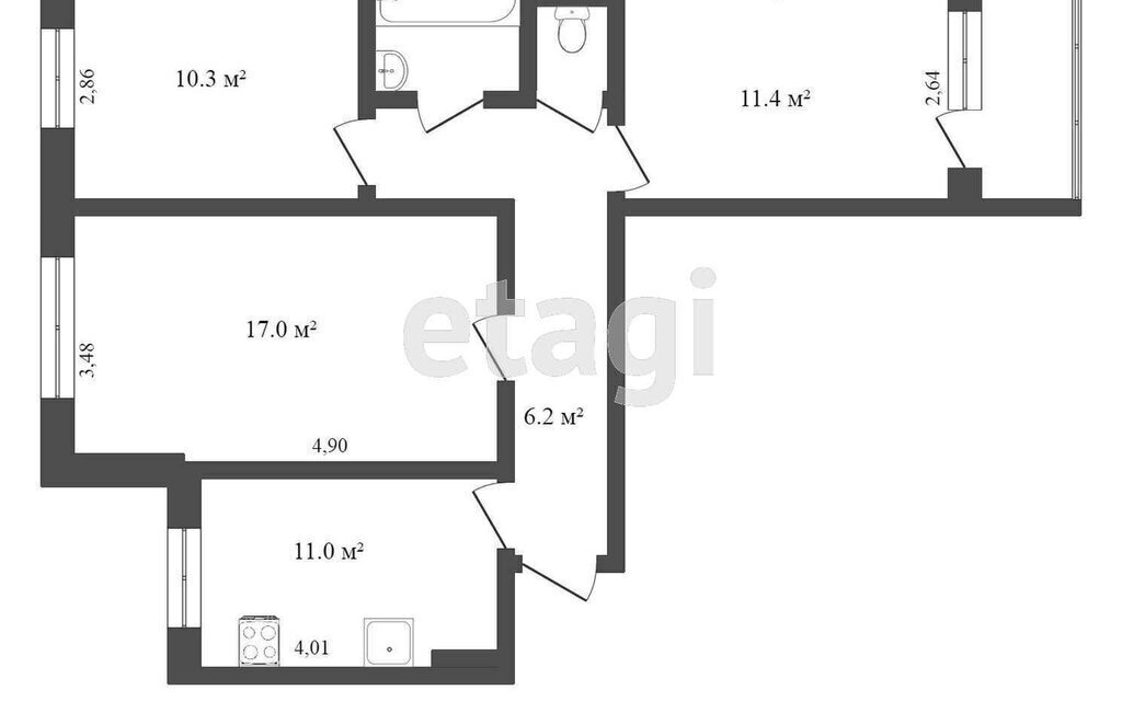 квартира г Омск ул Рокоссовского 28 Кировский АО фото 1