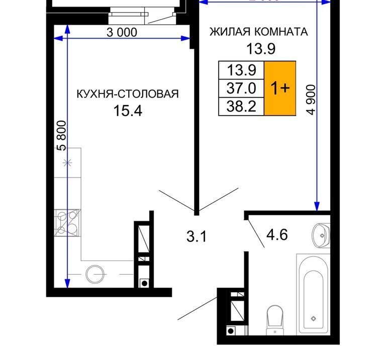 квартира г Краснодар ЖК «Дыхание» фото 1
