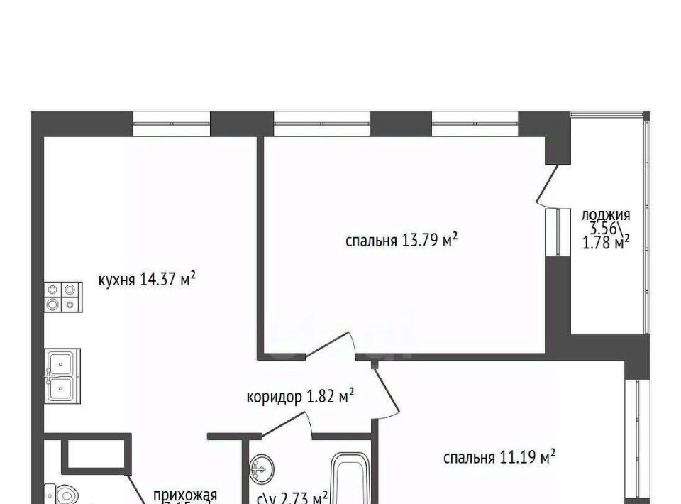 квартира г Кудрово Северное Кудрово ул Солнечная 12 Улица Дыбенко, Заневское городское поселение фото 2