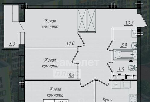 квартира г Курск р-н Сеймский ул Энгельса 158к/1 фото 2
