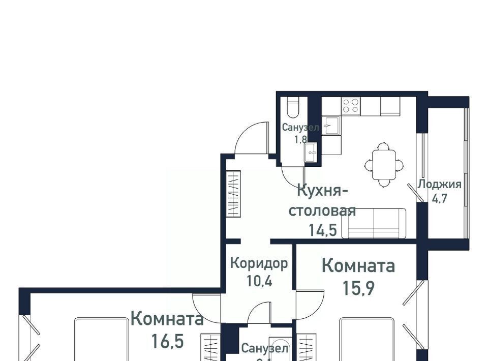 квартира г Челябинск Западный ЖК «Притяжение» 5-й кв-л фото 1