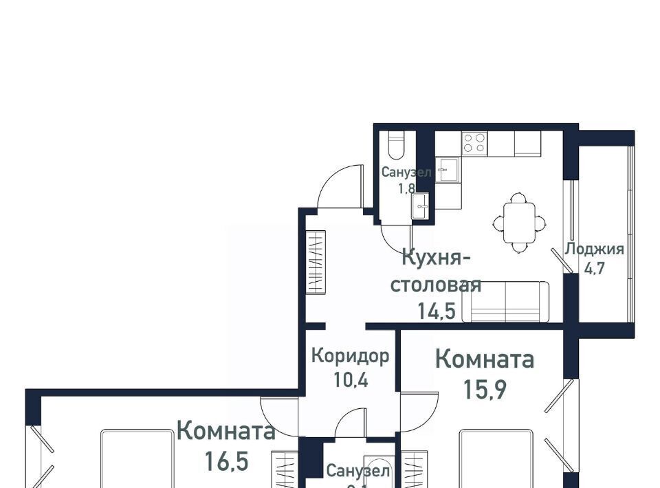 квартира г Челябинск Западный ЖК «Притяжение» 5-й кв-л фото 1