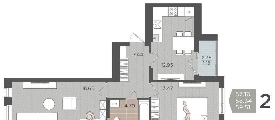 квартира г Калининград р-н Московский ул Батальная 65а Жилой квартал «Seven» фото 22