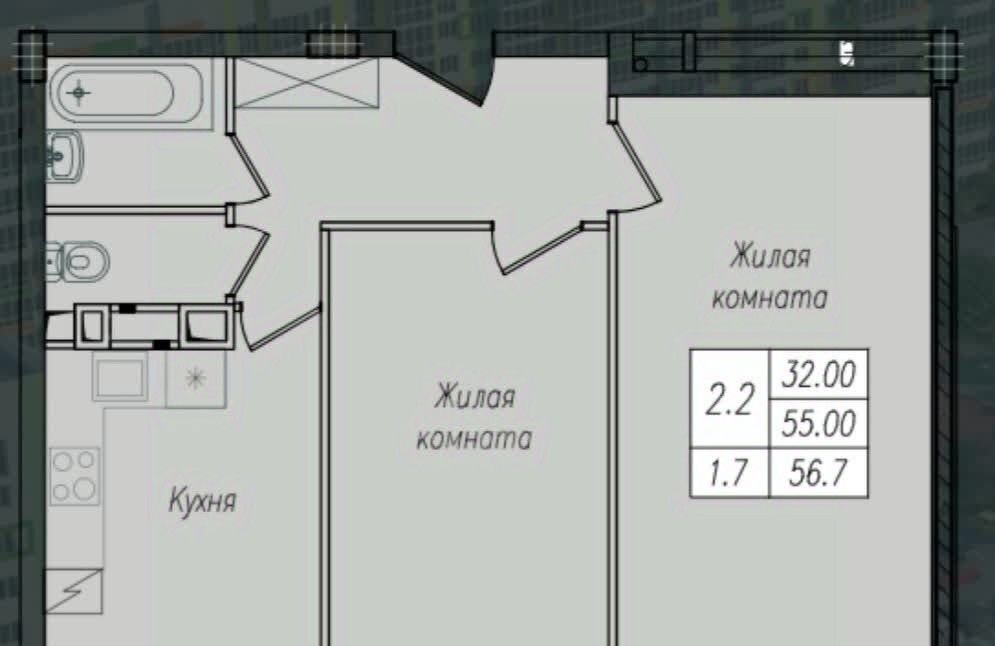 квартира г Курск р-н Сеймский ул Энгельса 158к/1 фото 2
