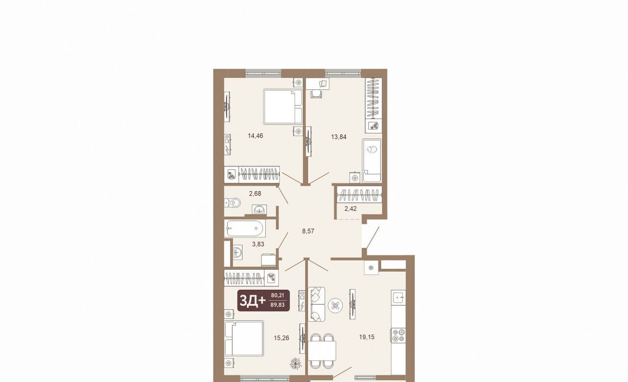 квартира г Тобольск 15-й микрорайон ЖК «Европейский квартал» 25А фото 1