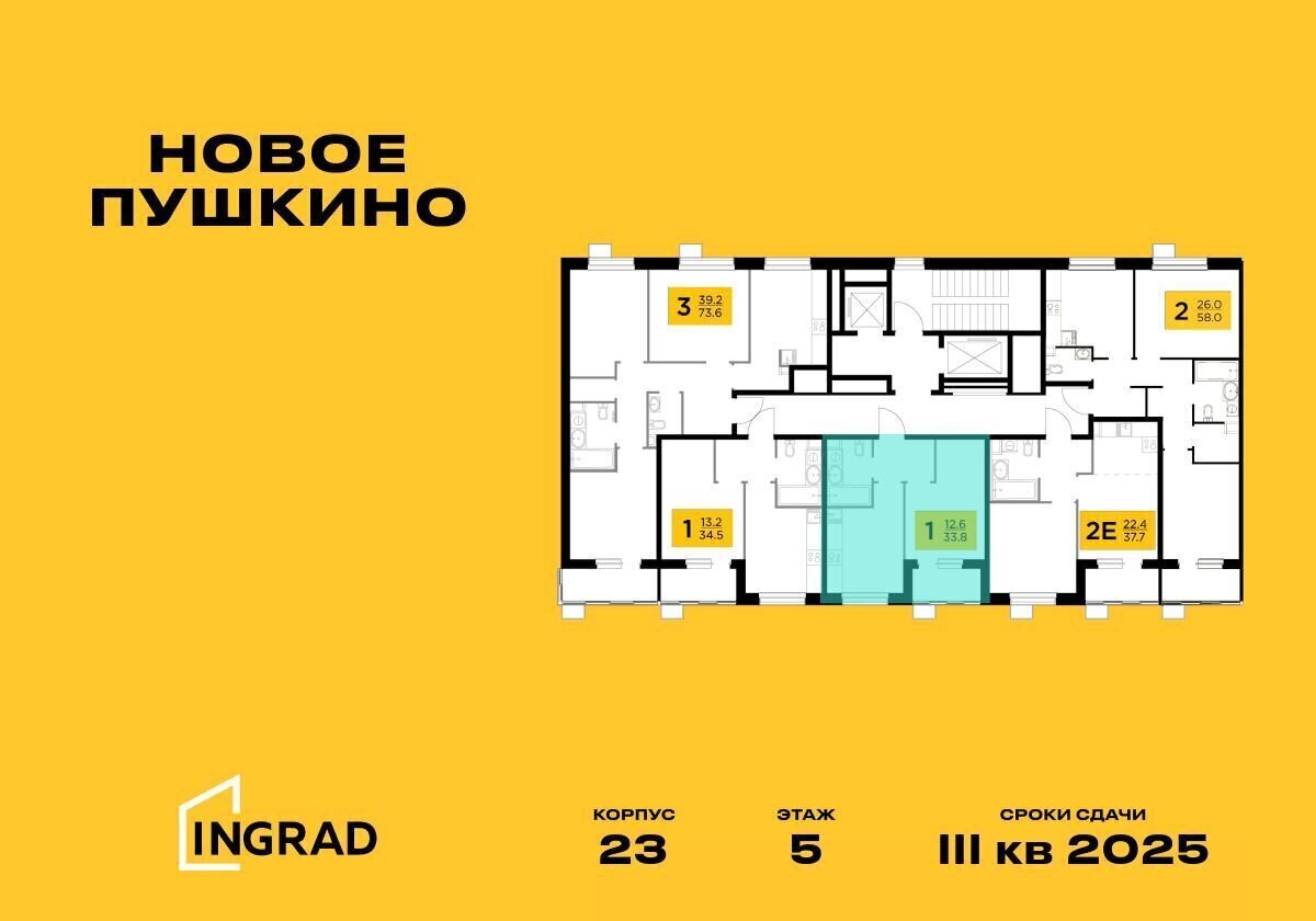 квартира г Пушкино мкр. Новая Деревня, стр. 23 фото 2