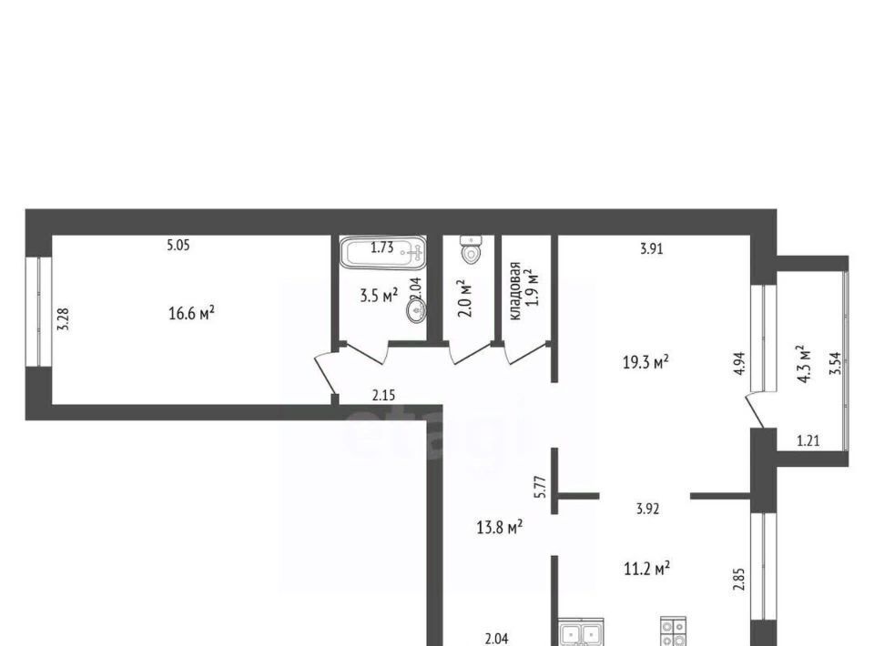 квартира г Тюмень р-н Калининский ул. Червишевский Тракт, 64к 2 фото 3