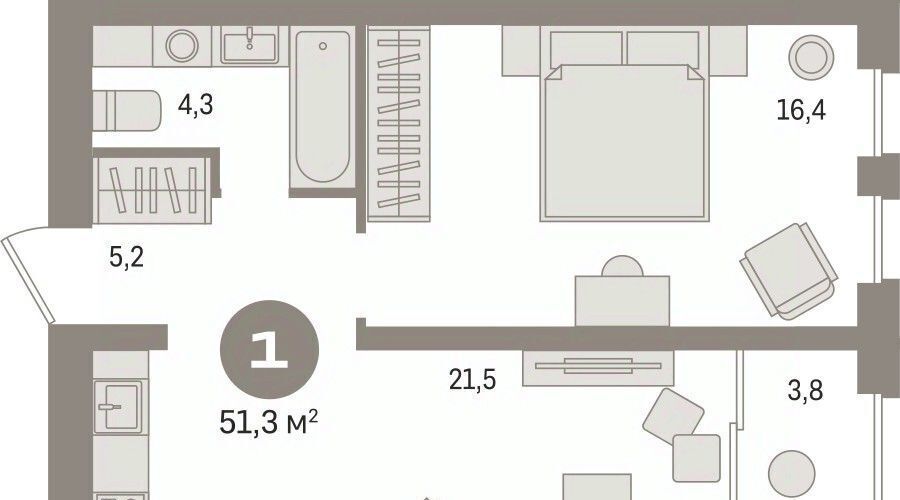 квартира г Сургут 35-й микрорайон ЖК квартал Новин 35-й фото 2