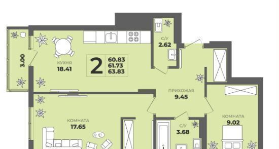 квартира г Калининград р-н Московский ул. Толстикова, д. 36, корп. 2 фото 7