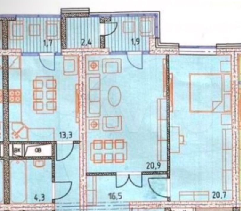 квартира г Грозный р-н Заводской ул имени Хусейна Исаева 57 фото 6