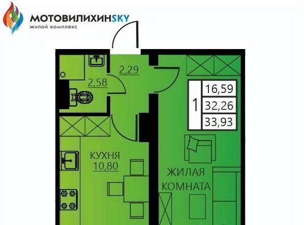 квартира г Пермь р-н Мотовилихинский ул Гашкова 53к/3 фото 1