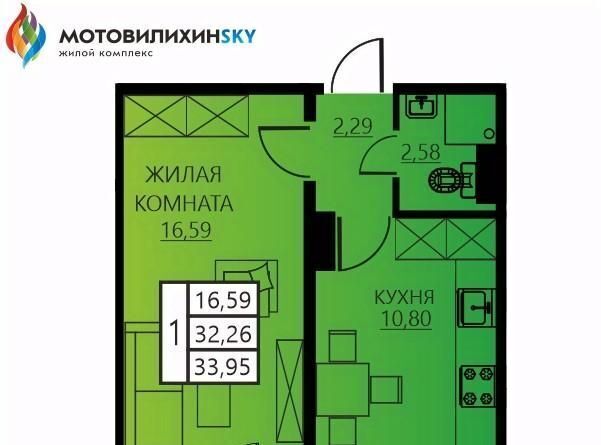 квартира г Пермь р-н Мотовилихинский ул Гашкова 53к/3 фото 1
