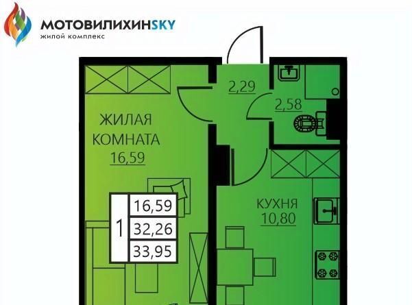 квартира г Пермь р-н Мотовилихинский ул Гашкова 53к/3 фото 1