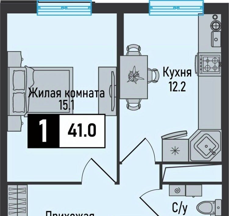 квартира г Железноводск п Иноземцево ул. Рядового Панченко, 18А фото 1