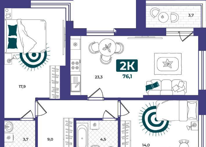 квартира г Тюмень р-н Центральный ул Тимофея Кармацкого 18 фото 2