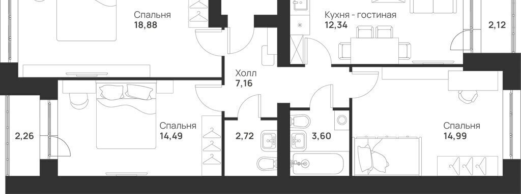 квартира г Тула ул Героев России 4 ЖК «Новая Тула» фото 1