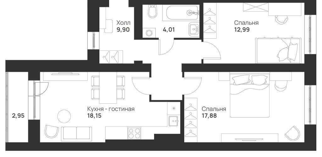 квартира г Тула ул Героя России Зиничева 6 ЖК «Новая Тула» фото 1