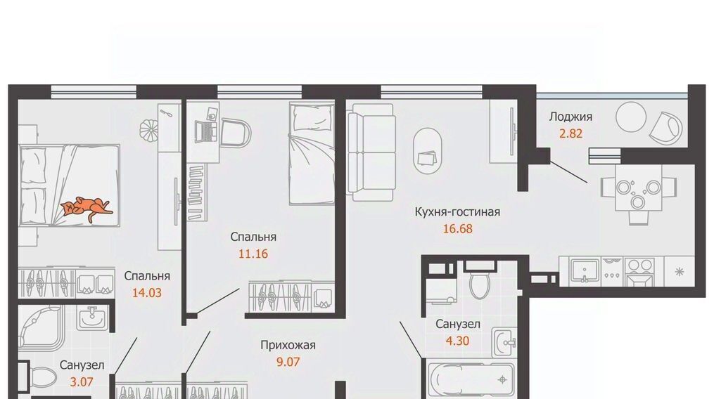 квартира г Ульяновск р-н Заволжский Новый Город ЖК «Светлые кварталы» фото 1