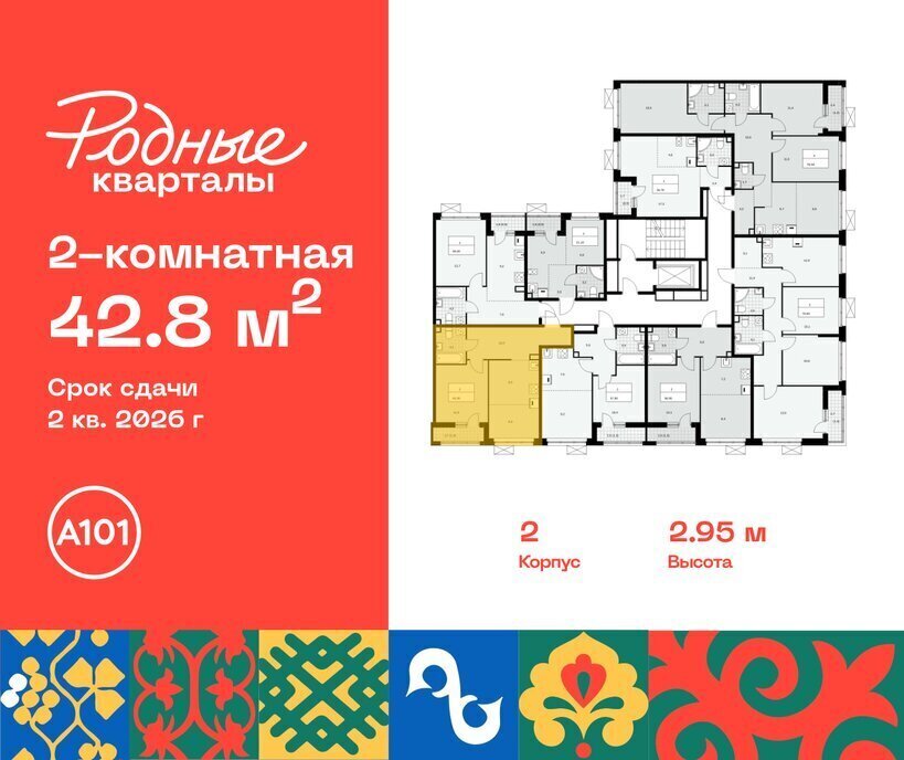 квартира г Щербинка ЖК «Родные кварталы» 2 ТиНАО Внуково Толстопальцево фото 2