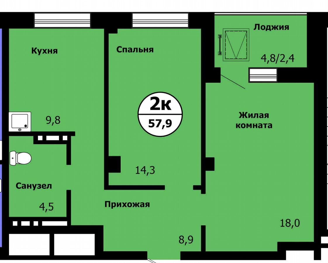 квартира г Красноярск р-н Свердловский ул Лесников 49 ЖК «Тихие зори (Красстрой)» фото 2