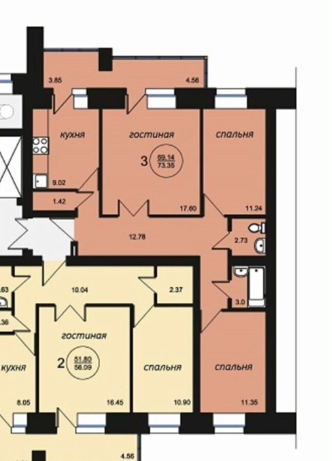 квартира г Красноярск р-н Кировский ул Семафорная 335а фото 16
