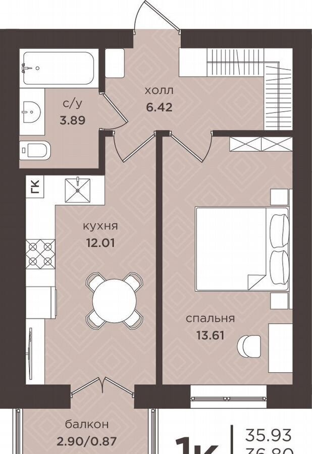 квартира р-н Гурьевский г Гурьевск ул Байдукова 1 ЖК «Идиллия» фото 2