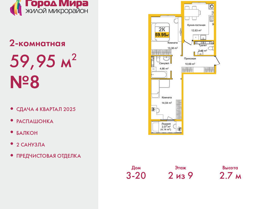 квартира г Симферополь р-н Центральный микрорайон «Город Мира» жилой комплекс Город Мира фото 1