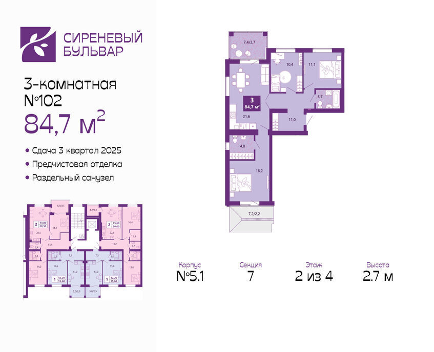 квартира г Калининград жилой комплекс Сиреневый Бульвар фото 1