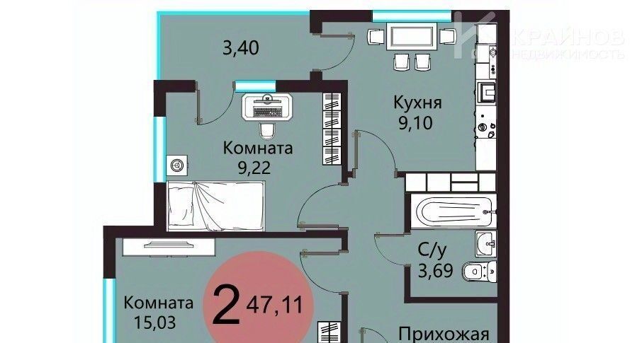квартира г Воронеж р-н Советский Шилово ЖК «Авиапарк» фото 24