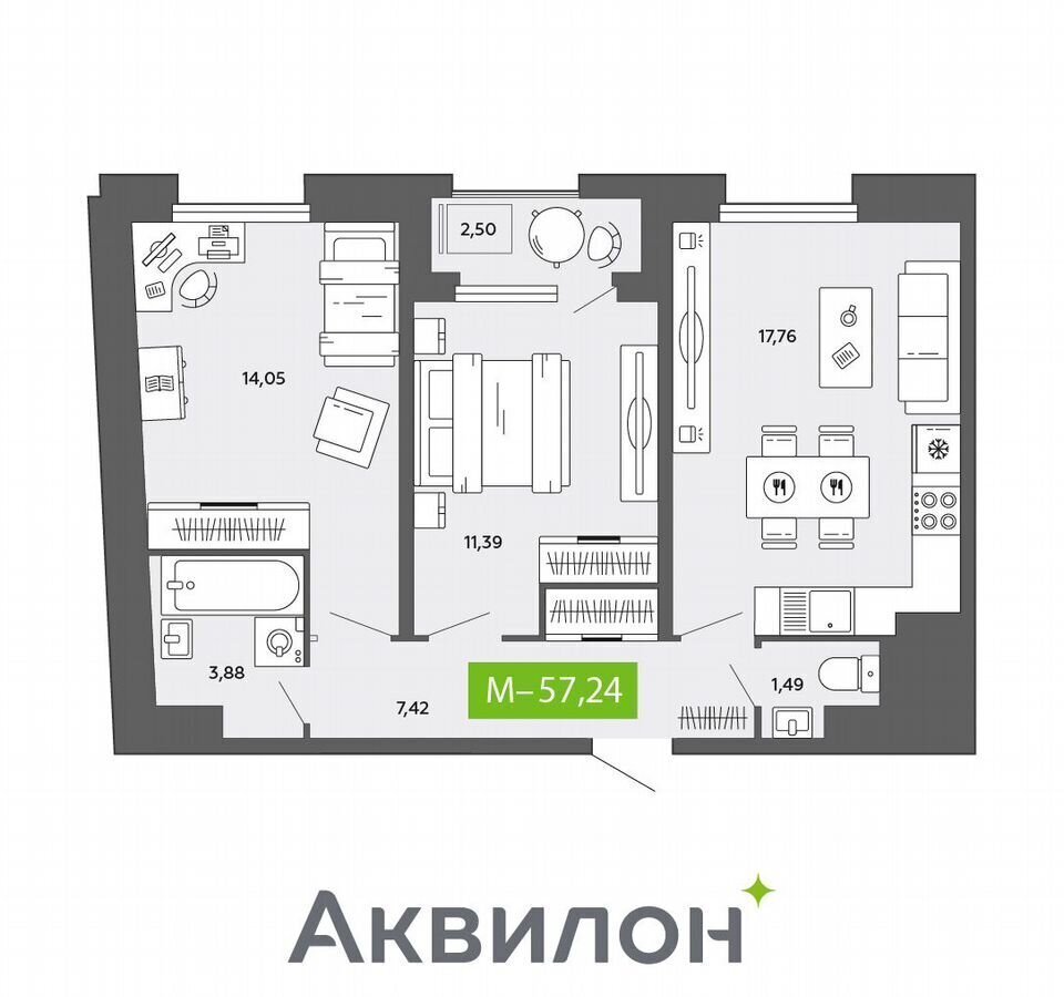 квартира г Архангельск р-н Ломоносовский округ ЖК «Аквилон CITY Towers» ул. Поморская/Обводный канал, стр. 1 фото 1