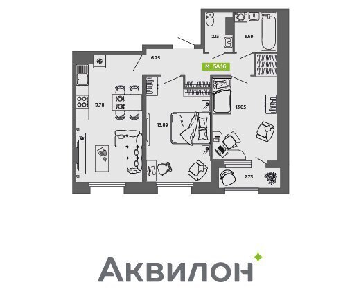 квартира г Архангельск р-н Ломоносовский округ ЖК «Аквилон CITY Towers» фото 1