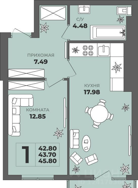 квартира г Калининград р-н Московский ул. Толстикова, д. 36, корп. 2 фото 2