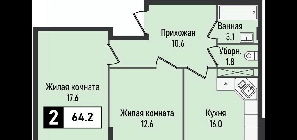 квартира г Железноводск п Иноземцево п Капельница ЖК «Живописный» фото 9