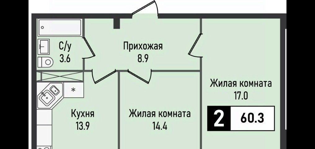 квартира г Железноводск п Иноземцево п Капельница ЖК «Живописный» фото 9
