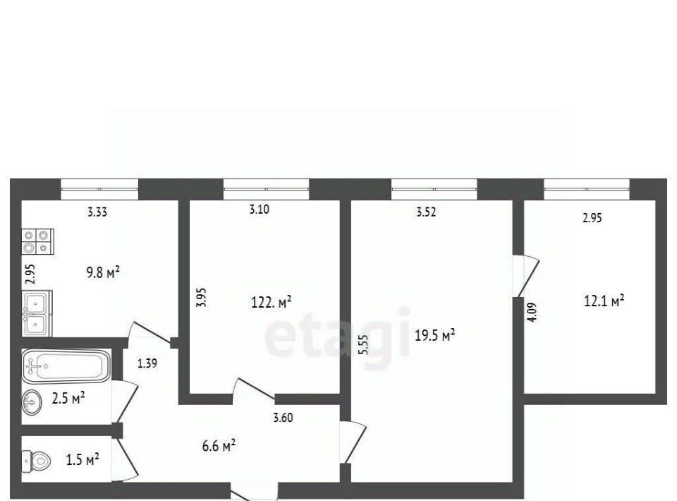 квартира г Новодвинск ул Пролетарская 49 фото 1
