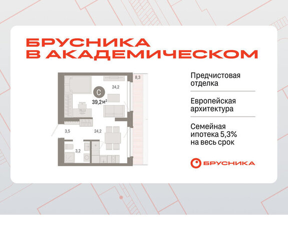 квартира Чкаловская Академический ЖК Брусника в Академическом 19-й квартал фото