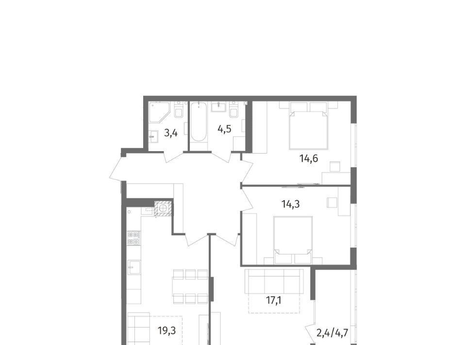 квартира г Калининград р-н Центральный ул Маршала Борзова 107 фото 1