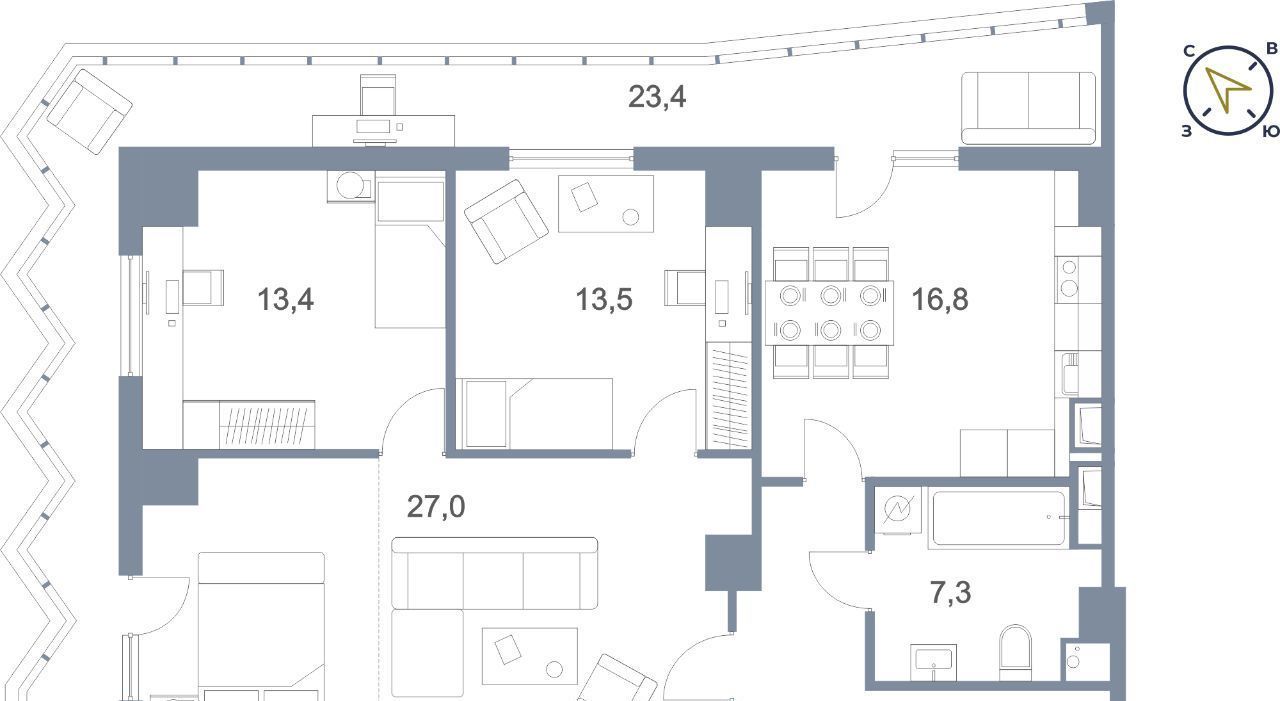 квартира г Сургут тракт Югорский 43 27А фото 3