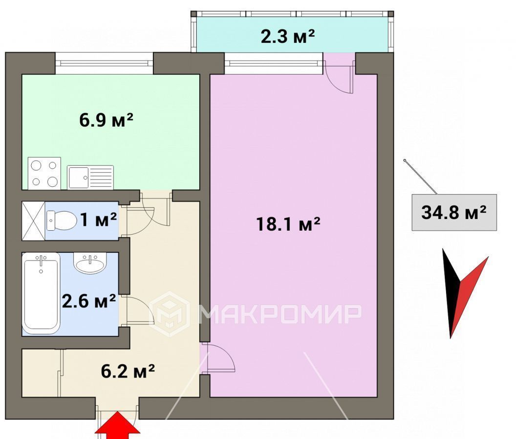 квартира г Санкт-Петербург метро Обухово наб Октябрьская 122к/5 фото 17