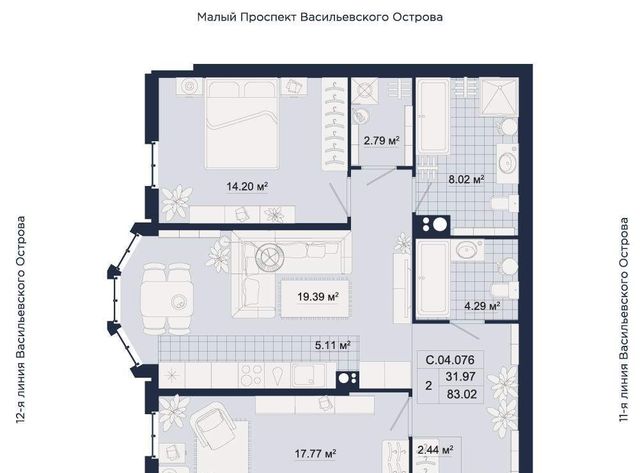 квартира г Санкт-Петербург метро Василеостровская ул 12-я линия 1ж 41к фото