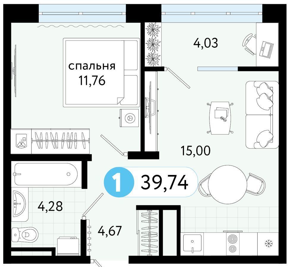 квартира р-н Тюменский д Дударева ул Сергея Джанбровского 17 Тюмень фото 1