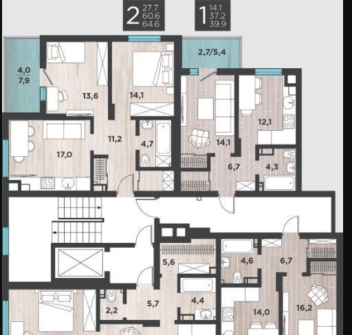 квартира г Калининград р-н Ленинградский ул Большая Окружная 3-я 243 фото 2